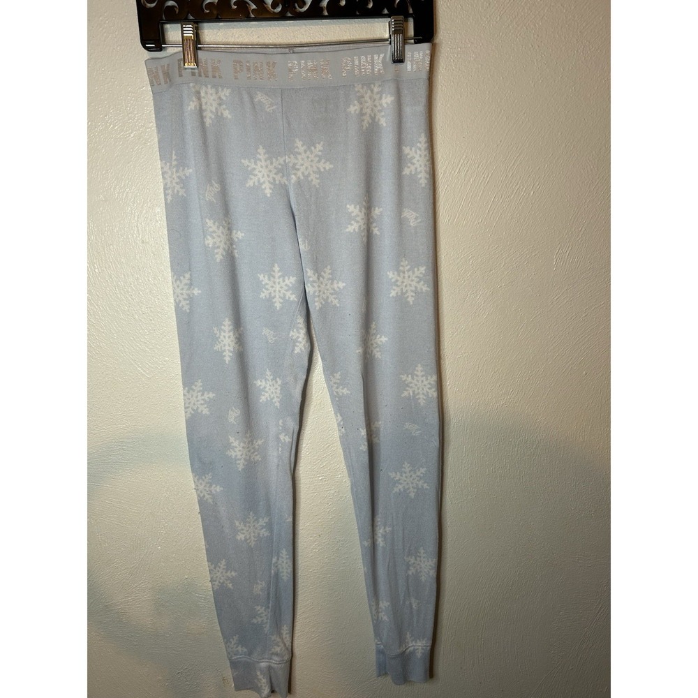 Victoria's Secret PINK PJ Set Small Blue Snowflake Im Chill Long Sleeve Legging - Picture 4 of 6